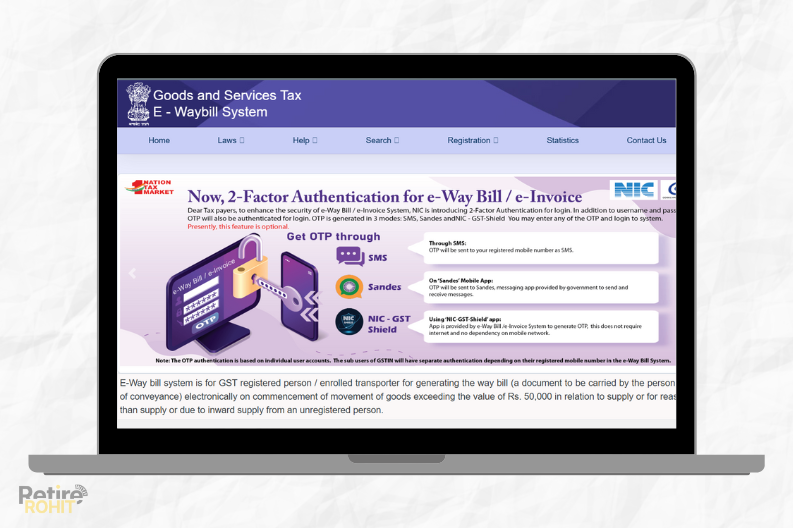 E-way Bill official website homepage 