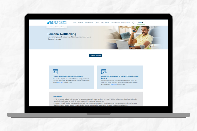 SVC Bank Net Banking Log in page