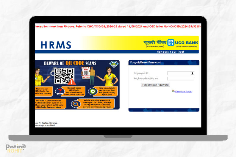 UCO Bank HRMS Portal Forget Password