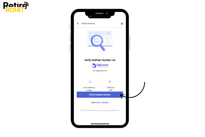 Tap on the Verify Aadhaar number button.