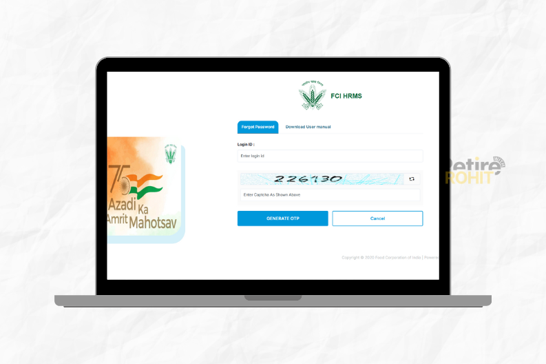 FCI HRMS official website Forget Password Page