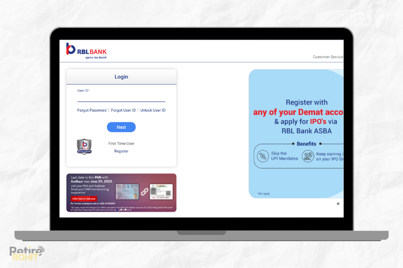 RBL Bank login page