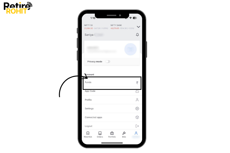 Step 3_ Tap on the Fund option