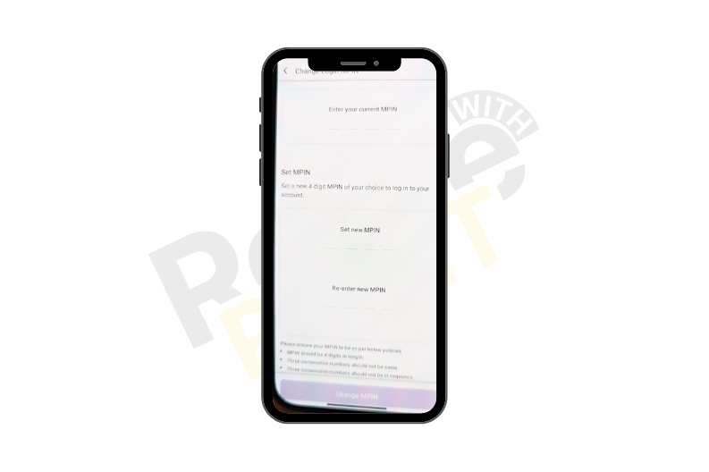 Enter your current MPIN, then set your new MPIN, and then re-enter the new MPIN. And then tap on the change MPIN.