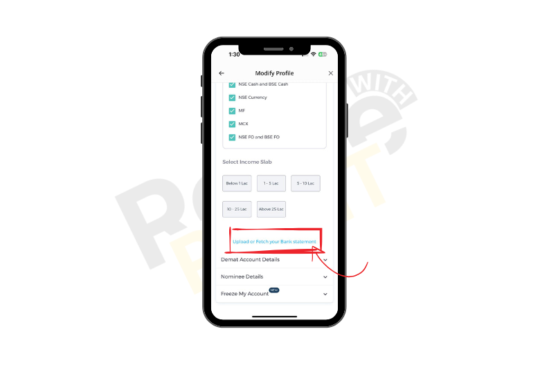 Set your segment according to your preference, and then tap on the upload or fetch your bank statement.