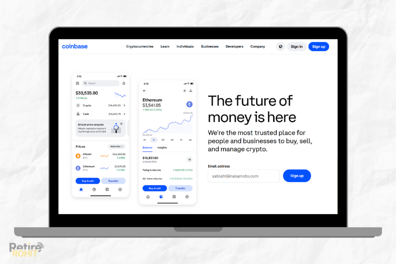 Coinbase website homepage