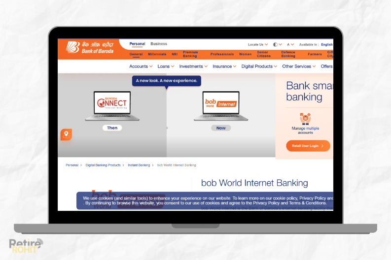 bank of baroda netbanking homepage