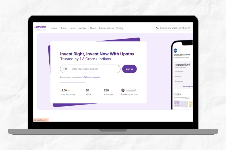upstox homepage