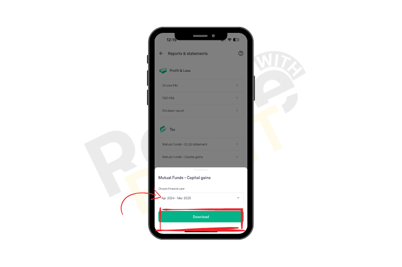 Select the financial year and tap on the download button.