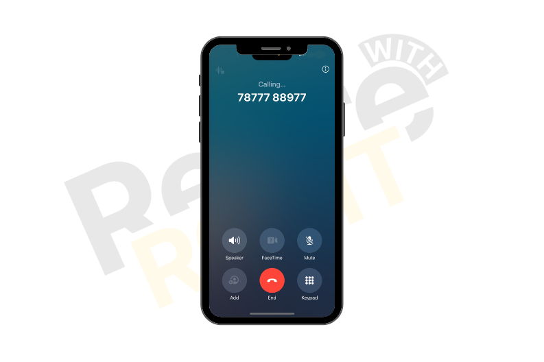 smartphone showing call in progress.