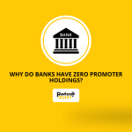 Yellow graphic with a bank icon and the phrase "Why Do Banks Have Zero Promoter Holdings?" and the "Retire with Rohit" logo.