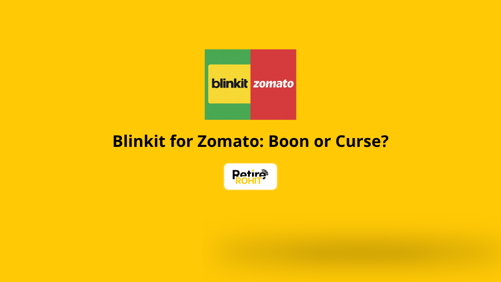 The image talks about blinkit for zomato, whether its a boon or curse for it.
