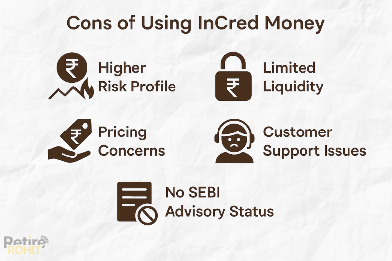 The image talks about the Cons of using InCred Money.