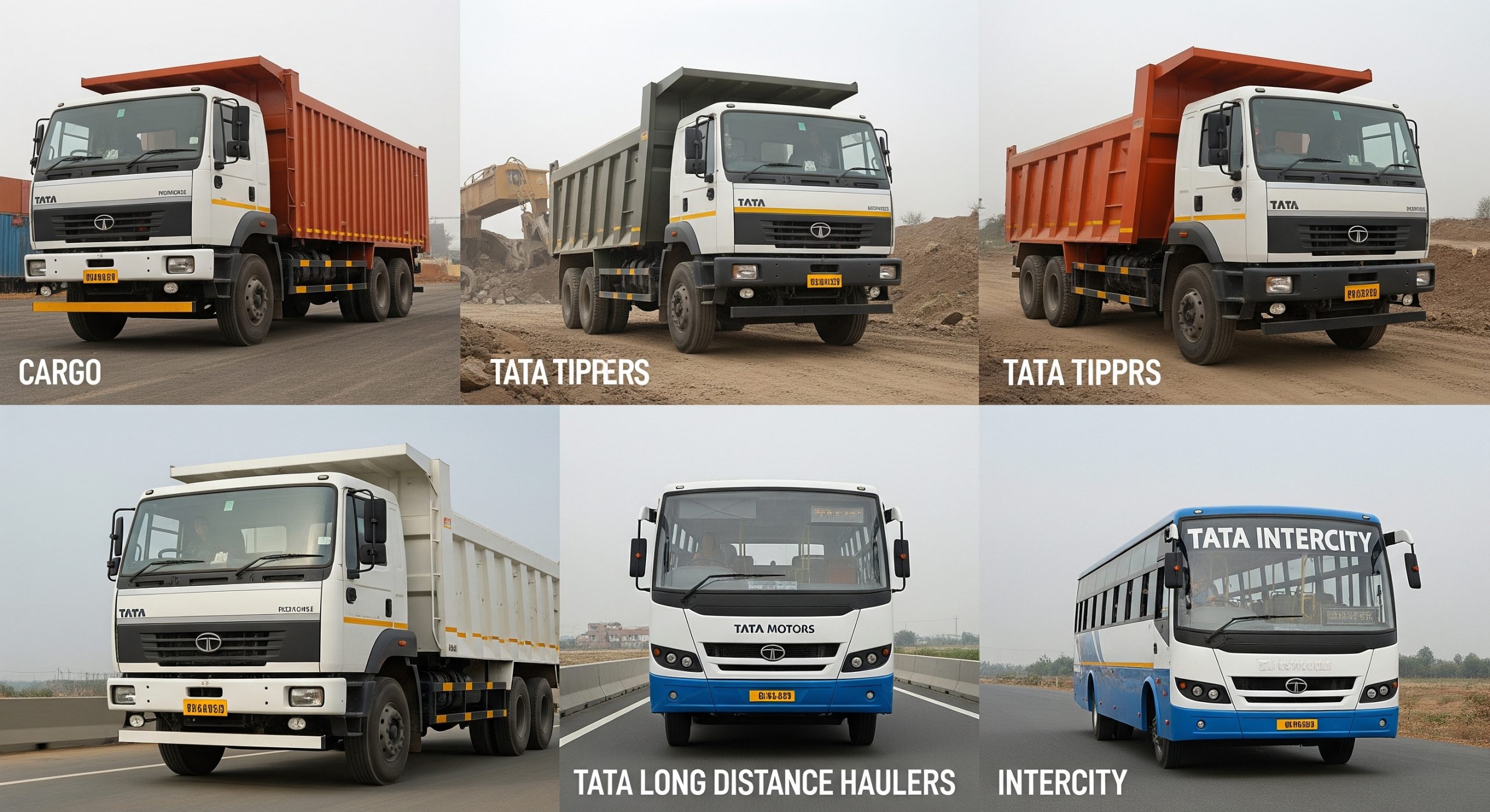 Different types of heavy and medium commercial vehicles