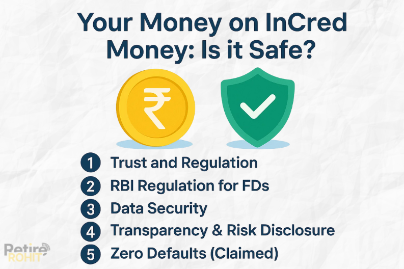 The image talks about whether your money is safe on InCred Money.