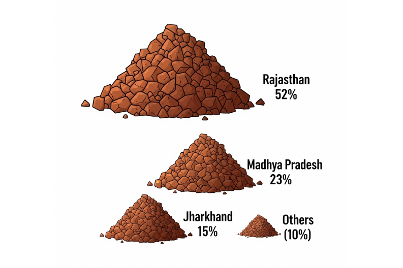 India's different states with there share in copper