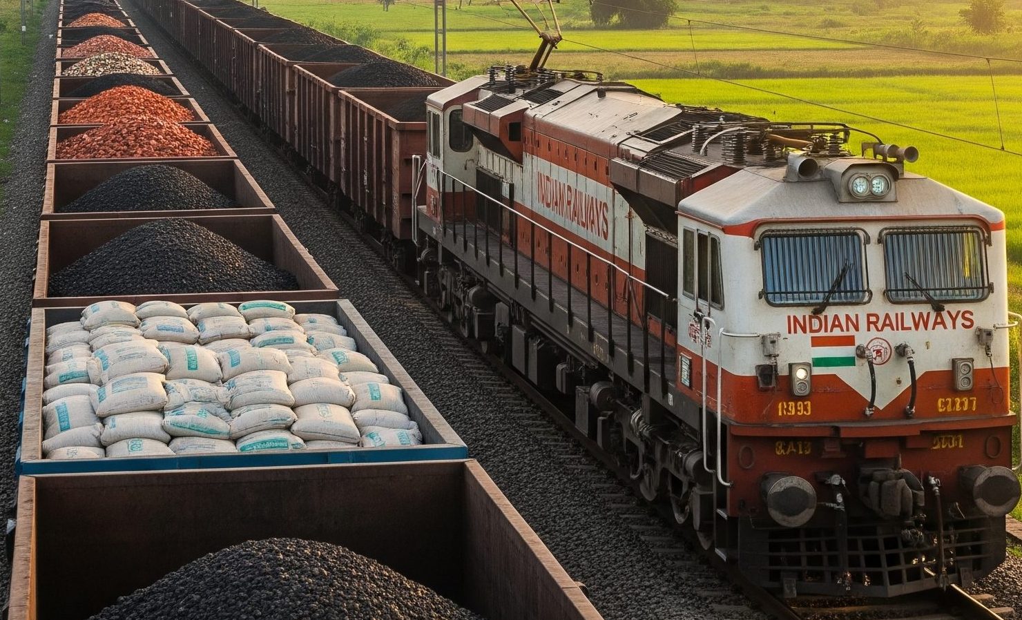 Train carrying Coal Iron ore i.e. Freight