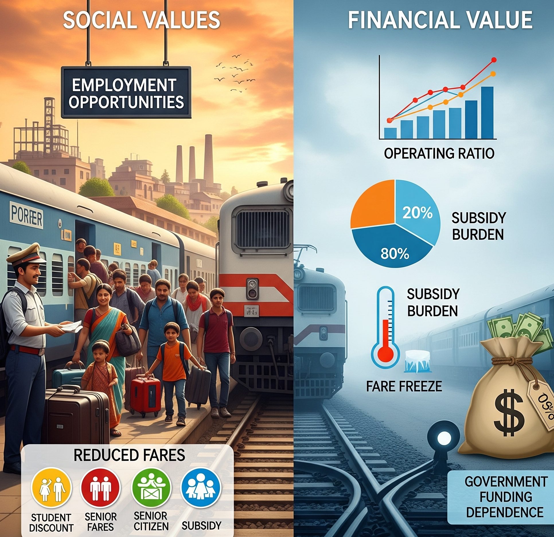 social value vs financial value of Indian railways