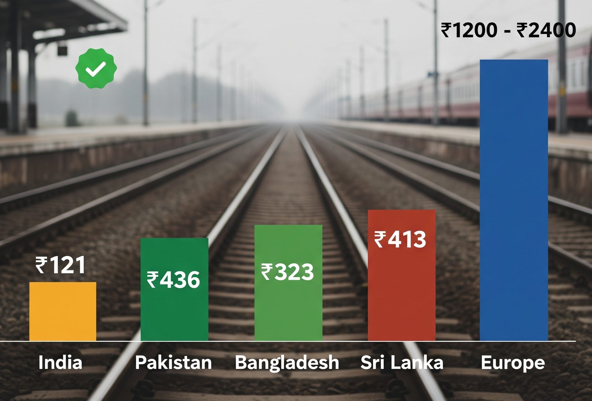 Global Comparison of train fares for 350km journey